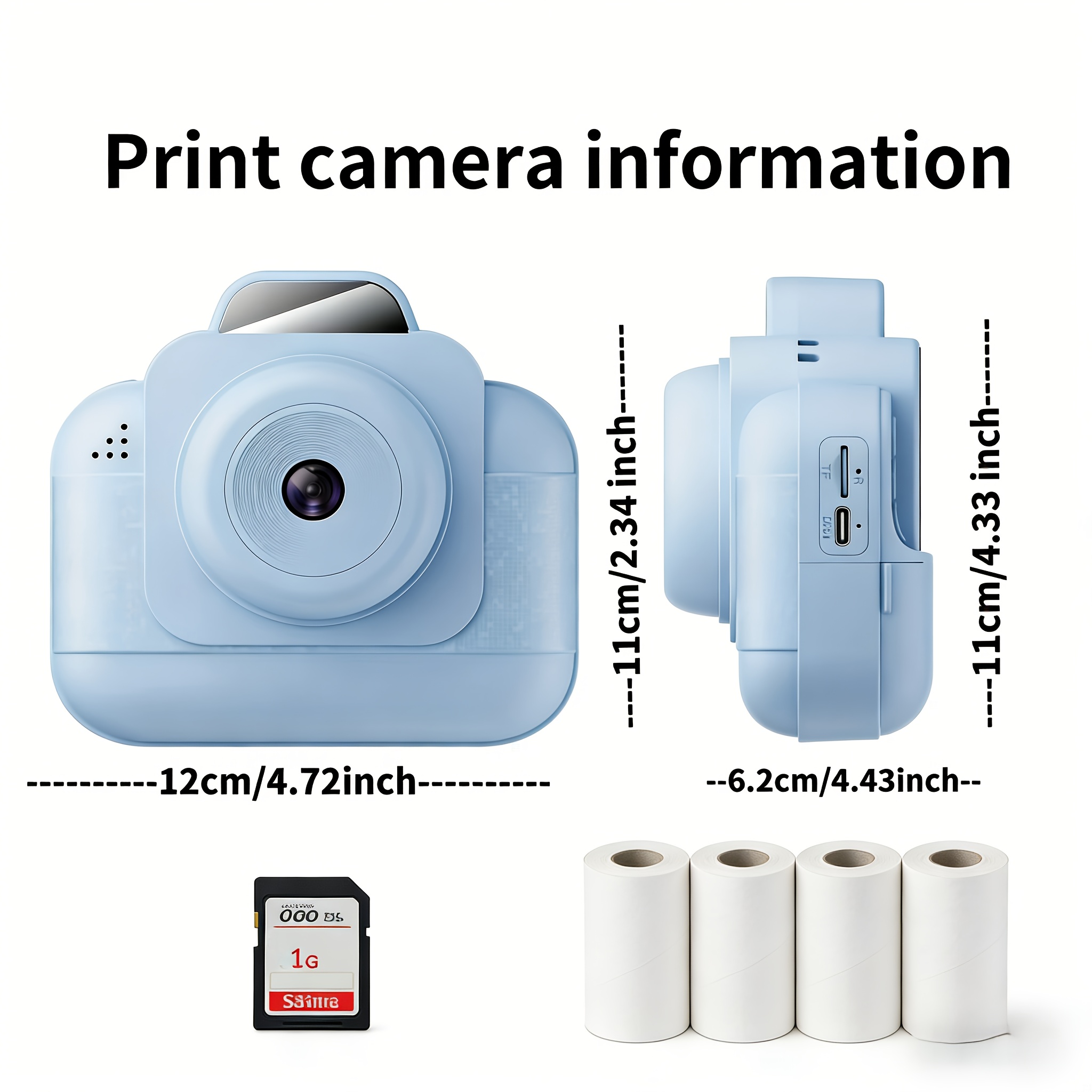 Printer Paper - Printer foto portabel (biru) dengan baterai